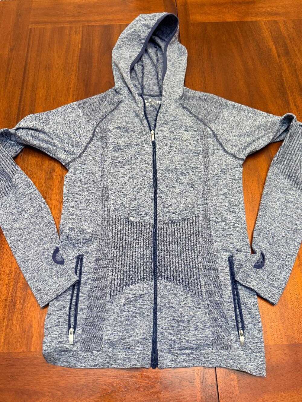 AriatTEK Heat Series Hoodie M Blue Full Zip Western Athleisure Equestrian 4467